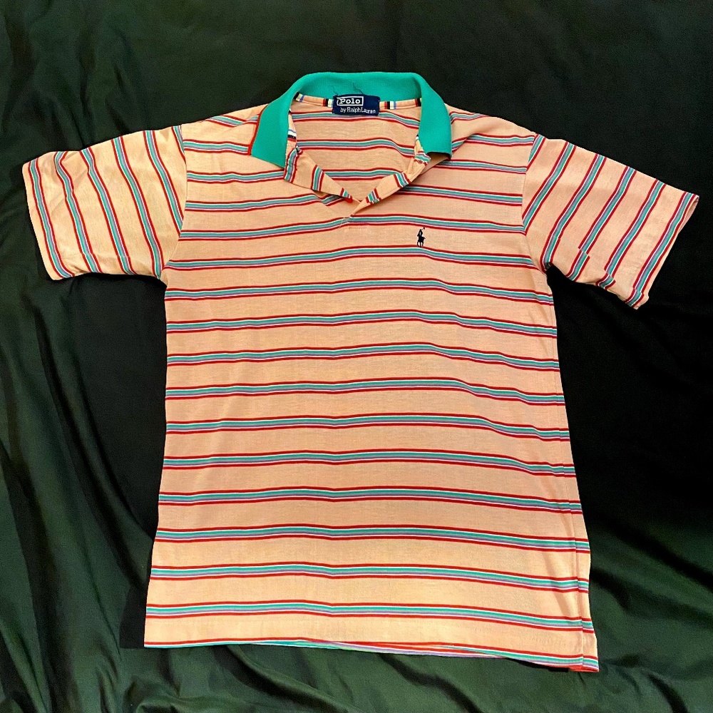 Vintage Pink Striped Polo by Polo Ralph